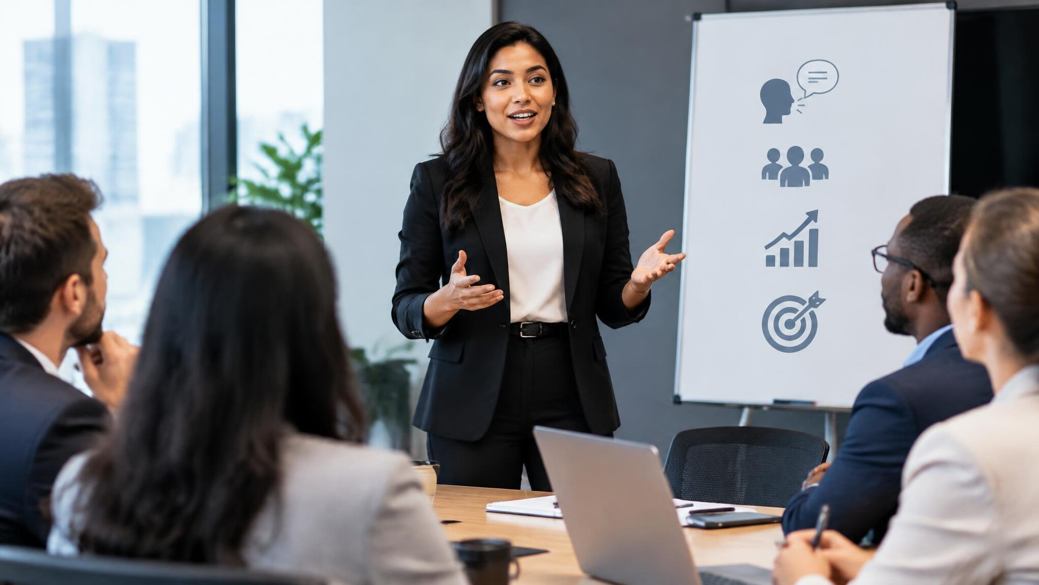confident speaker presenting