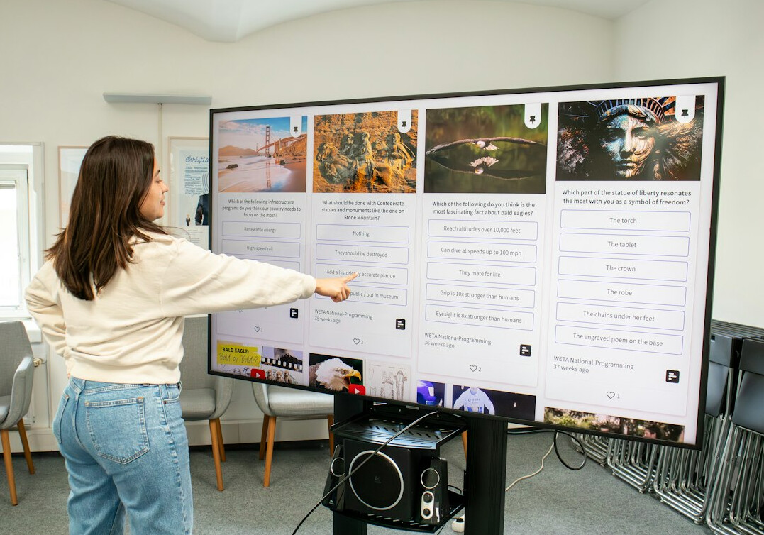 student practicing presentation