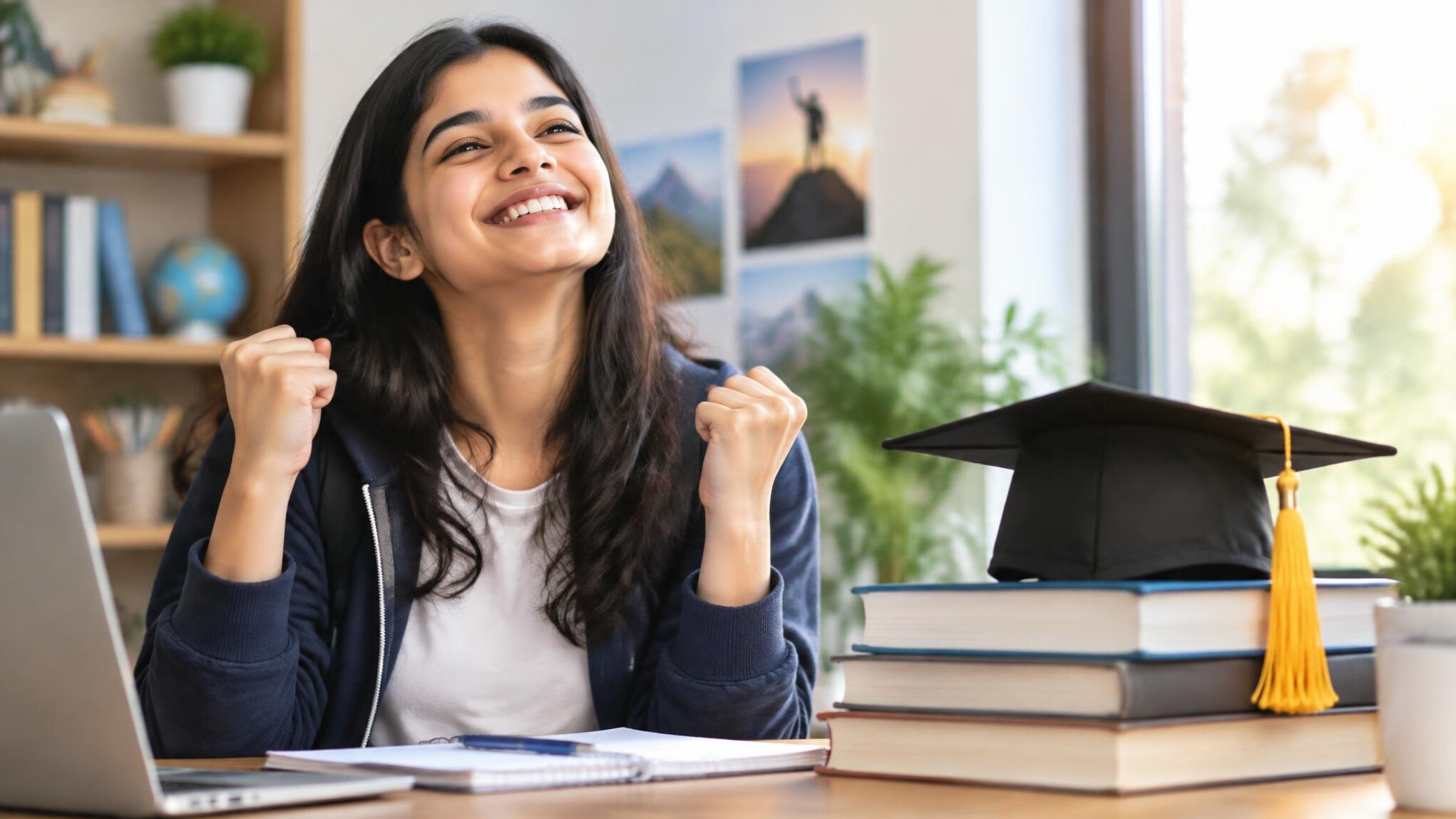 happy student celebrating achievement